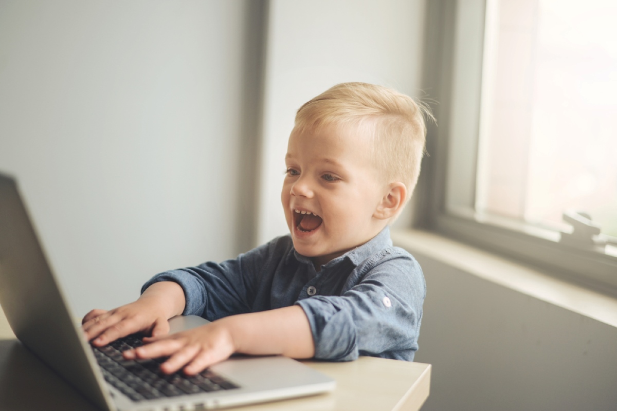 Boy Workin On Computer
